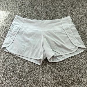 White 4’’ Low Rise Speed Up Lululemon Shorts